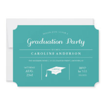 Blauwgroen moderne chique Afstuderen uitnodiging