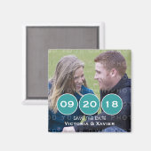 Blauwgroen Moderne Circles Foto slaat de Magnet Da (Voorkant / Achterkant)