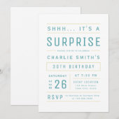 Blauwgroen moderne eenvoudige typografie verrassen kaart (Voorkant / Achterkant)