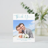 Blauwgroen moderne foto dank u kaart (Staand voorkant)