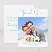 Blauwgroen moderne foto dank u kaart (Voorkant / Achterkant)