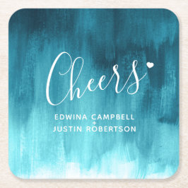 Blauwgroen moderne kunstwaspapieren onderzetters