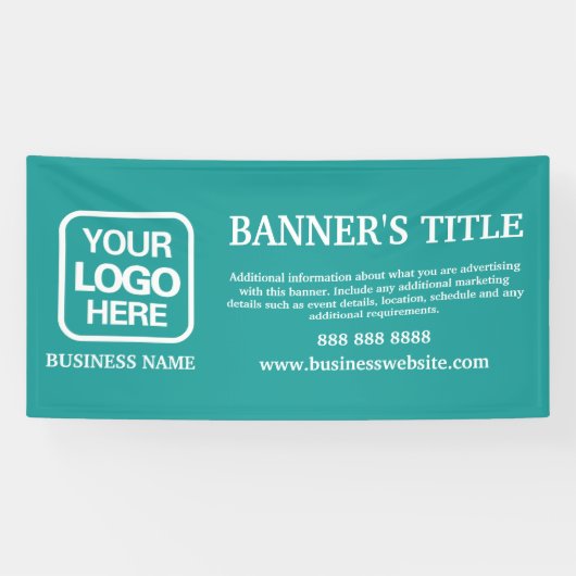 Blauwgroen moderne Logo White Business Banner (Horizontaal)