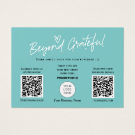 Blauwgroen Moderne Stijlvolle QR-code voor script, Visitekaartje