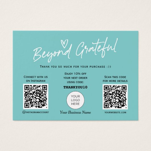 Blauwgroen Moderne Stijlvolle QR-code voor script, Visitekaartje (Voorkant)