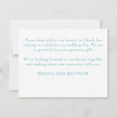 Blauwgroen moderne trouwfoto dank u kaart (Achterkant)