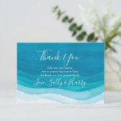 Blauwgroen, moderne Waterverf Dank u wel kaarten (Staand voorkant)