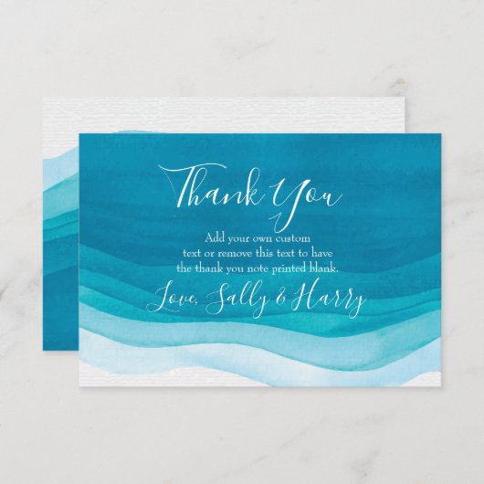 Blauwgroen, moderne Waterverf Dank u wel kaarten (Voorkant / Achterkant)