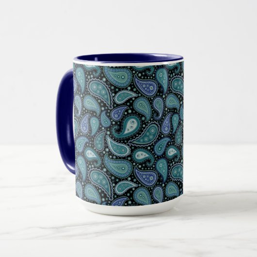  Blauwgroen Mok van Paisley Blue (Voorkant links)