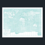 Blauwgroen mondiale  kaart poster<br><div class="desc">Ik hou van kaarten en deze is bijna en dierbaar</div>
