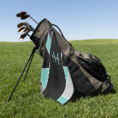 Blauwgroen monogram Abstracte geometrische dames Golfhanddoek (Groen)