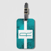 Blauwgroen Monogram Bagagelabel (Voorkant (verticaal))