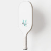 Blauwgroen Monogram Boho Chic Script Naam Pickleball Paddle (Links)