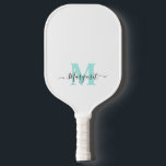 Blauwgroen Monogram Boho Chic Script Naam Pickleball Paddle<br><div class="desc">Blauwgroen Monogram Boho Chic Script Naam Pickleball Paddle</div>