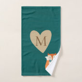 Blauwgroen monogram fox Woodland Animal najaar Bad Handdoek (Handdoek)
