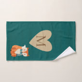 Blauwgroen monogram fox Woodland Animal najaar Bad Handdoek (Handdoek)