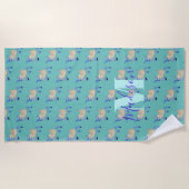 Blauwgroen monogram geitenkuut strandlaken (Voorkant)