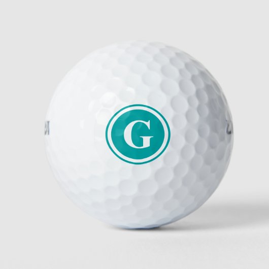 Blauwgroen Monogram Gepersonaliseerde Golfballen (Voorkant)