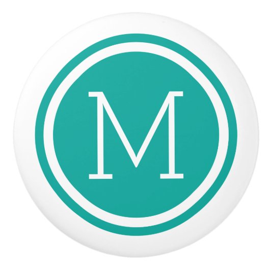 Blauwgroen Monogram Gepersonaliseerde Ladeknop Keramische Knop (Voorkant)