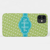 Blauwgroen monogram groen wit anker patroon Case-Mate iPhone case (Achterkant (horizontaal))