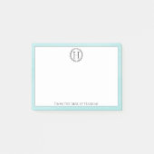 Blauwgroen Monogram met opmerkingen Post-it® Notes (Voorkant)