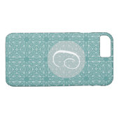 Blauwgroen monogram met patroon Case-Mate iPhone case (Achterkant (Horizontaal))