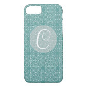 Blauwgroen monogram met patroon Case-Mate iPhone case (Achterkant)