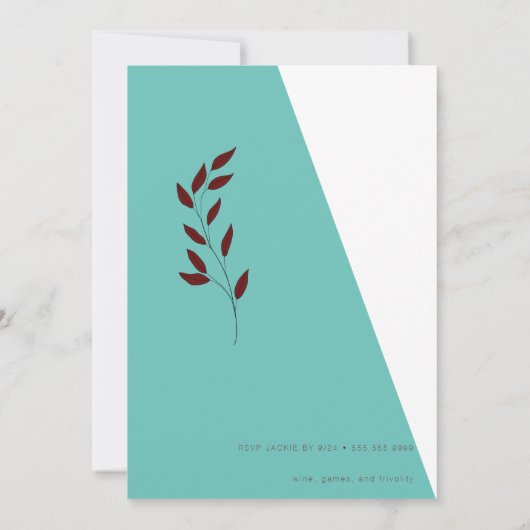 Blauwgroen Monogram 💍 Modern Geometrisch Vrijgeze Kaart (Achterkant)