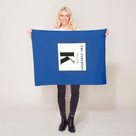Blauwgroen Monogram Modern, Stijlvol en Koel Fleece Deken