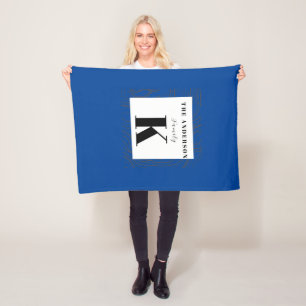 Blauwgroen Monogram Modern, Stijlvol en Koel Fleece Deken