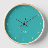 Blauwgroen monogram | Modern Turquoise Cyan Blue (Voorkant)