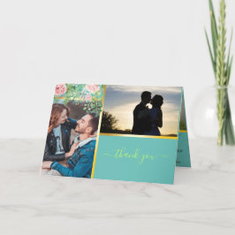 Blauwgroen Monogram 💍 Moderne Dankjewel Fotokaart Kaart