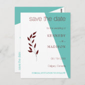 Blauwgroen Monogram 💍 Moderne Geometrische Elegan Briefkaart (Voorkant / Achterkant)