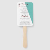 Blauwgroen Monogram 💍 Moderne Geometrische Elegan Handwaaier (Achterkant)