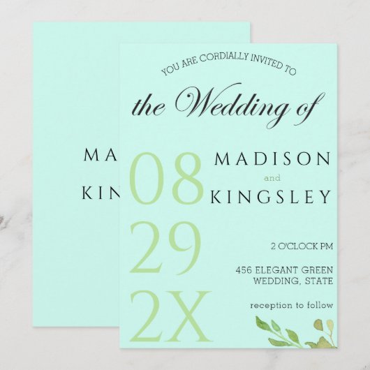 Blauwgroen Monogram 💍 Moderne Geometrische Elegan Kaart (Voorkant / Achterkant)