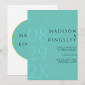 Blauwgroen Monogram 💍 Moderne Geometrische Elegan Kaart (Voorkant / Achterkant)