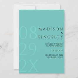 Blauwgroen Monogram 💍 Moderne Geometrische Elegan Kaart