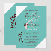 Blauwgroen Monogram 💍 Moderne Geometrische Elegan Kaart (Voorkant / Achterkant)