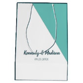 Blauwgroen Monogram 💍 Moderne Geometrische Elegan Medium Cadeauzakje (Achterkant)