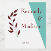 Blauwgroen Monogram 💍 Moderne Geometrische Elegan Wijn Etiket (Enkel label)