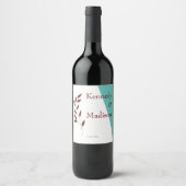 Blauwgroen Monogram 💍 Moderne Geometrische Elegan Wijn Etiket (Voorkant)