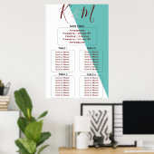 Blauwgroen monogram 💍 Moderne geometrische zithoe Poster (Thuiskantoor)