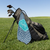 Blauwgroen monogram Navy White Dotted Pattern Golfhanddoek (Groen)