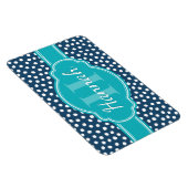 Blauwgroen monogram Navy White Dotted Pattern Magneet (Rechterzijde)