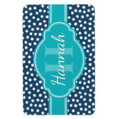 Blauwgroen monogram Navy White Dotted Pattern Magneet (Verticaal)