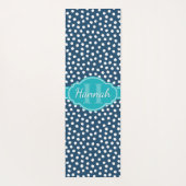 Blauwgroen monogram Navy White Dotted Pattern Yogamat (Achterkant)