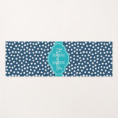 Blauwgroen monogram Navy White Dotted Pattern Yogamat (Voorkant (horizontaal))