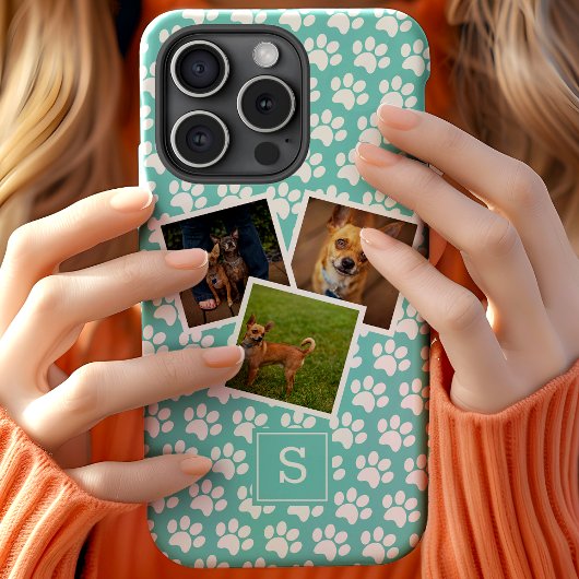 Blauwgroen monogram Pet-fotobewerking tekenen Case-Mate iPhone Case