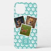 Blauwgroen monogram Pet-fotobewerking tekenen Case-Mate iPhone Case (Achterkant)