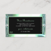 Blauwgroen monogram piepende zwarte sparkle-juwele visitekaartje (Achterkant)